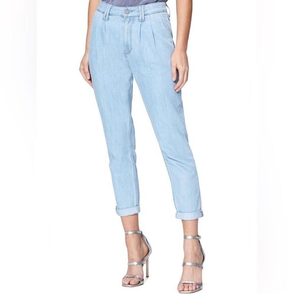 PAIGE Anthropologie High Rise Pleated Denim Trouser NEW 29 Waist - Picture 1 of 11